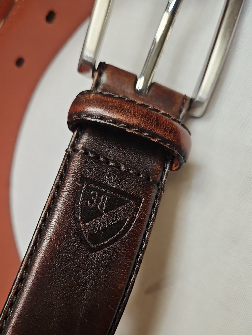 Daniel Cremieux Classic Dark Brown Leather Belt with Silver Buckle, Size 38